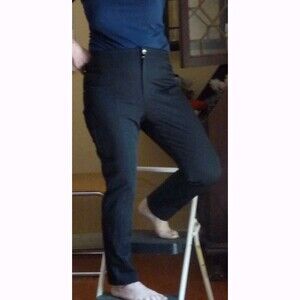 NWT Theory $285 Black Slim high waist center seam tailored tapered pants 12 M